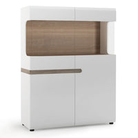 Thumbnail for Modern Glazed White High Gloss Oak 2 Door Low Display Cabinet 109cm Wide