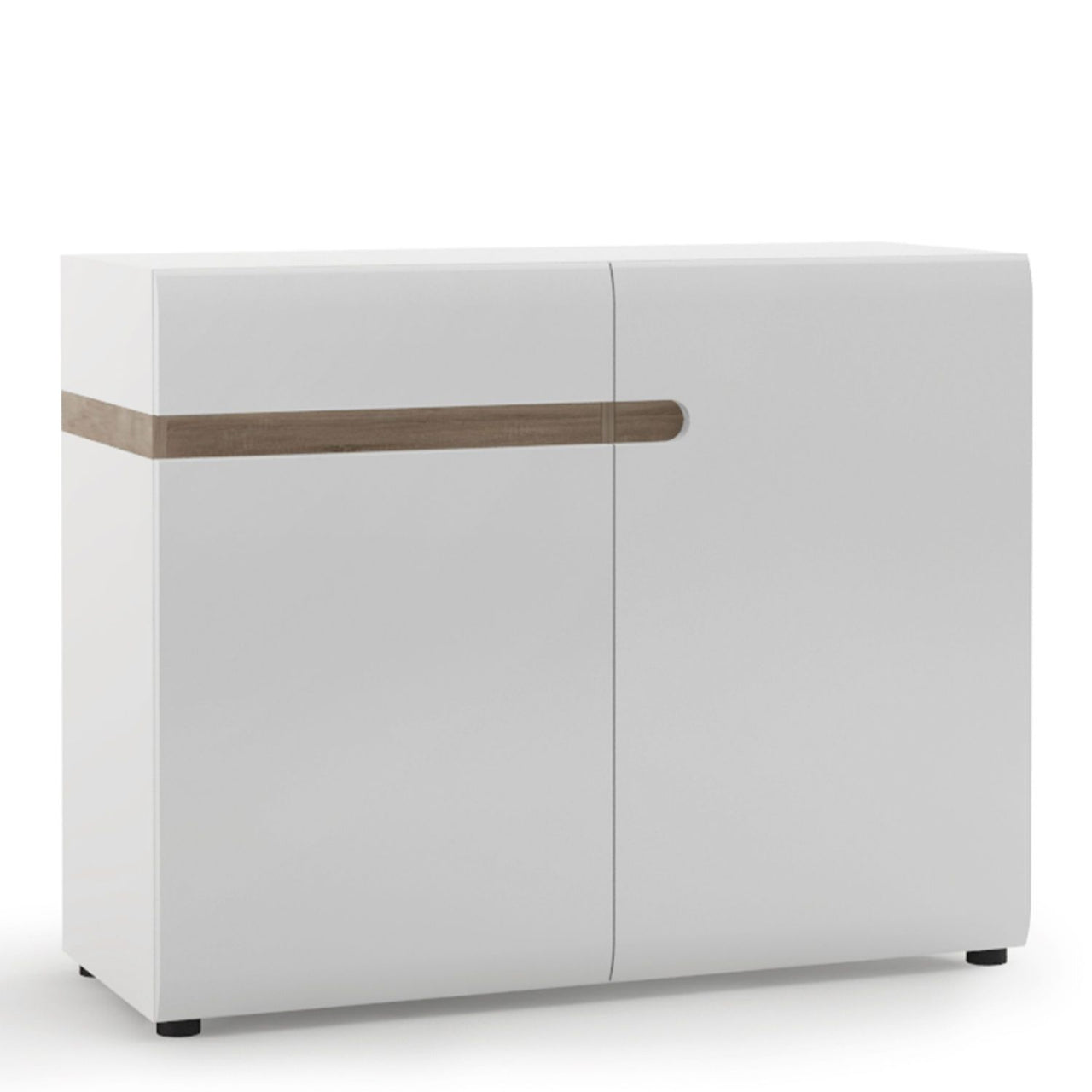 Living 1 drawer 2 door sideboard in white With an Truffle Oak Trim