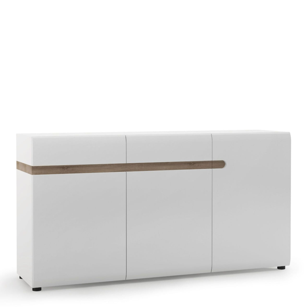 Living 2 drawer 3 door sideboard in white With an Truffle Oak Trim