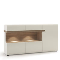 Thumbnail for Glazed White Gloss With Oak Trim 3 Door Wide Sideboard