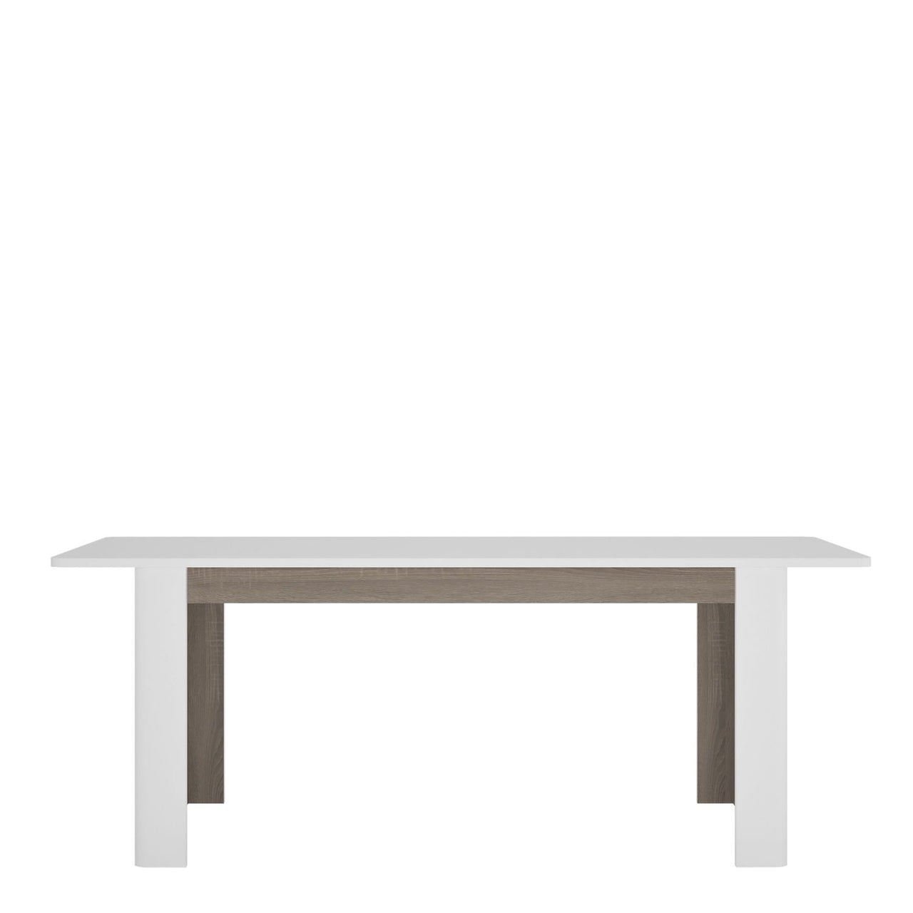 Modern Large White High Gloss Oak Trimmed 200cm Extending Dining Table