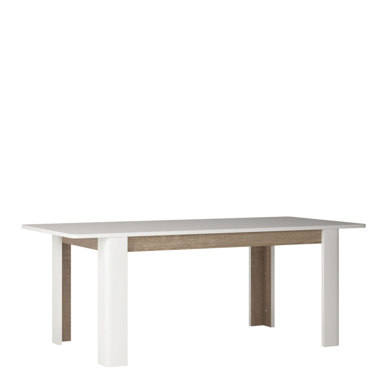 Modern Large White High Gloss Oak Trimmed 200cm Extending Dining Table