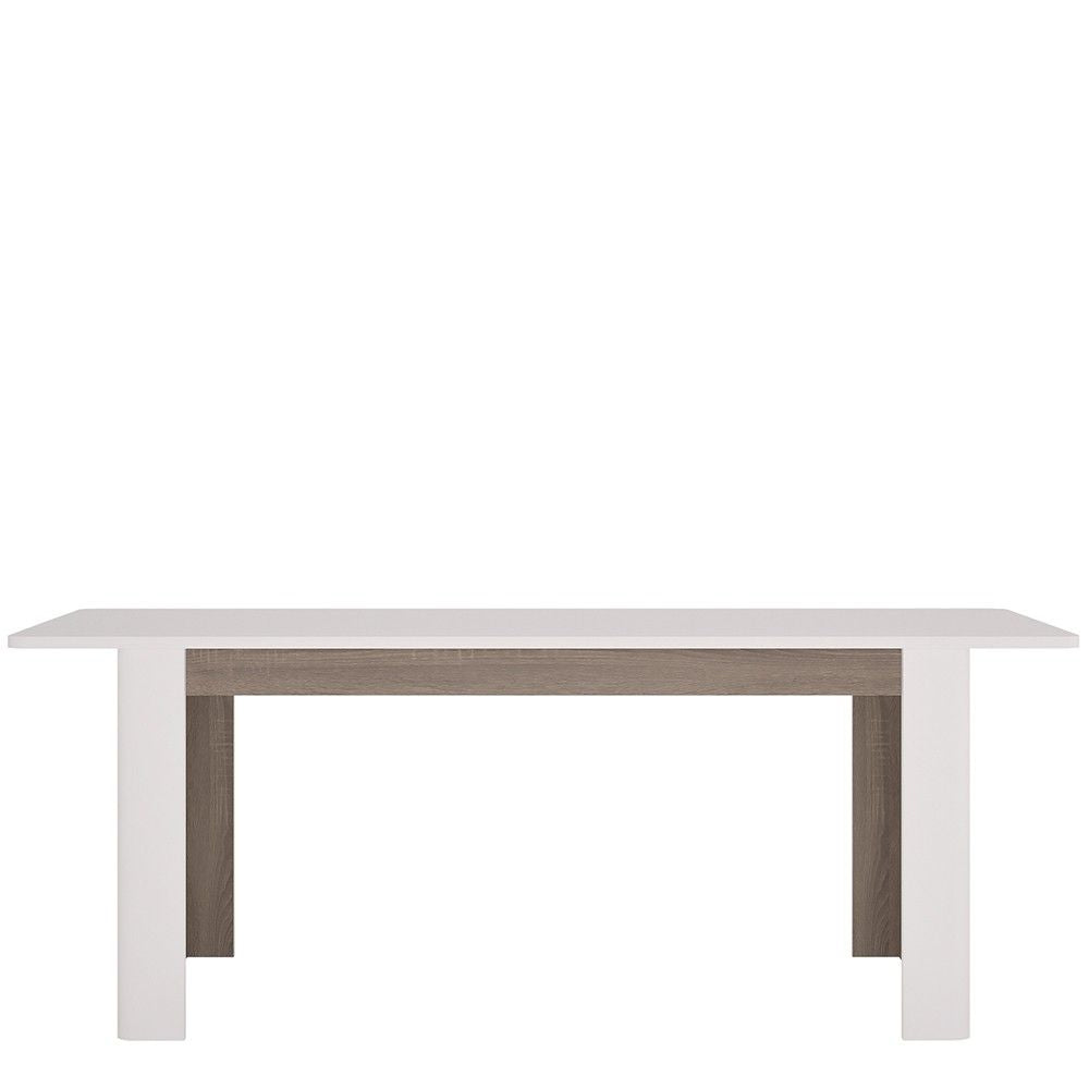 Modern Large White High Gloss Oak Trimmed 200cm Extending Dining Table