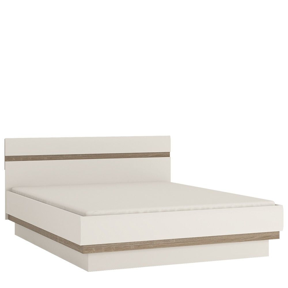 Ottoman Gas Lift White and Oak 5ft King Size Storage Base Bed