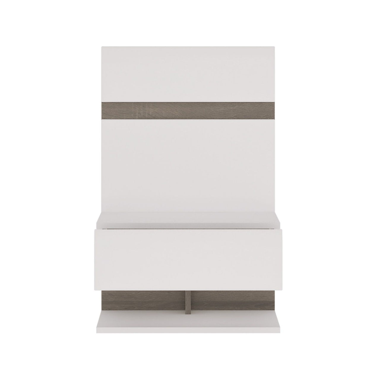 White High Gloss and Oak Bedside Table Extension For Bed