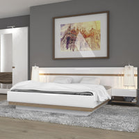 Thumbnail for White High Gloss and Oak Bedside Table Extension For Bed