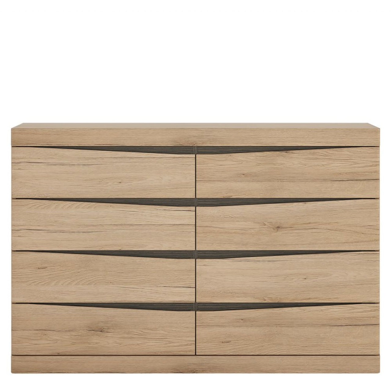 Traditional Dark Oak Trim 8 Drawer Chest With Unique Metal Handles