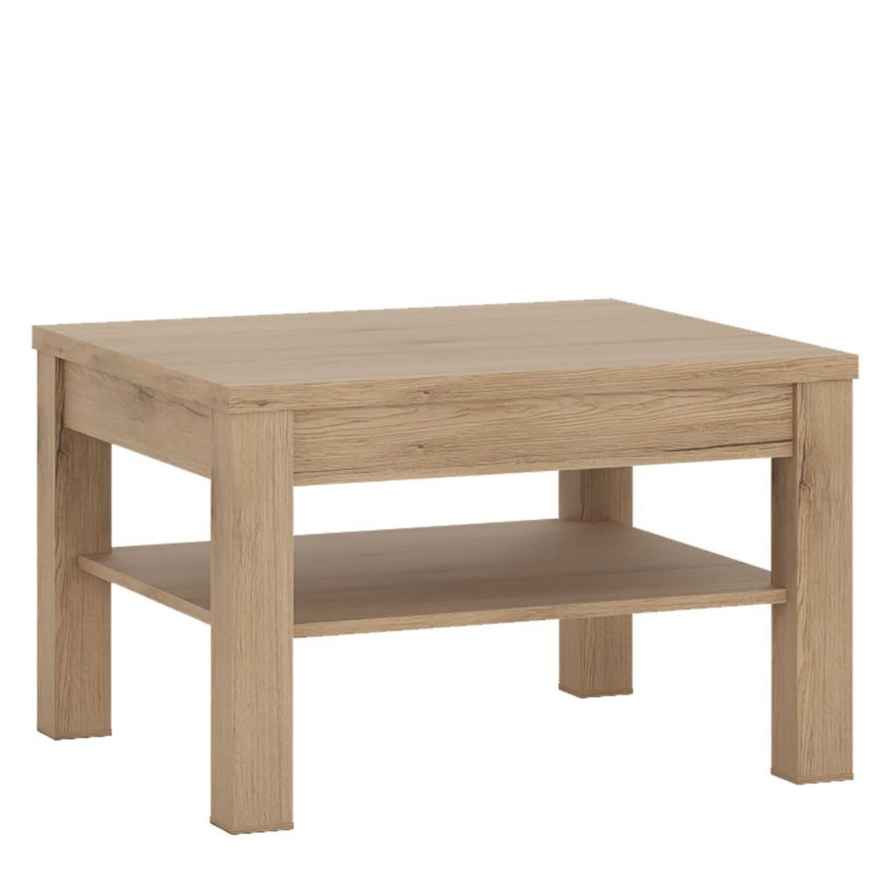 Square Light Oak Small Living Coffee Sofa Table with Shelf