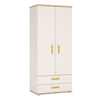 Thumbnail for Kids Corner 2 Door 2 Drawer Wardrobe Light Oak White High Gloss