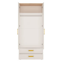 Thumbnail for Kids Corner 2 Door 2 Drawer Wardrobe Light Oak White High Gloss