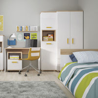 Thumbnail for Kids Corner 2 Door 2 Drawer Wardrobe Light Oak White High Gloss