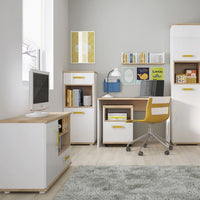 Thumbnail for Kids Oak and White High Gloss 1 Door 1 Drawer Narrow Cabinet Cupboard