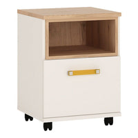 Thumbnail for Kids Light Oak and White High Gloss 1 Door Mobile Chest Open Shelf Orange Handle