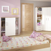 Thumbnail for Kids White and Light Oak 3ft 2 Drawer Single Bed With Metal Handles