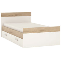 Thumbnail for Kids White and Light Oak 3ft 2 Drawer Single Bed With Metal Handles