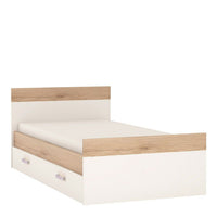 Thumbnail for Kids White High Gloss Light Oak 3ft Single Bed With Under Drawer