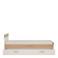 Thumbnail for Kids White High Gloss Light Oak 3ft Single Bed With Under Drawer