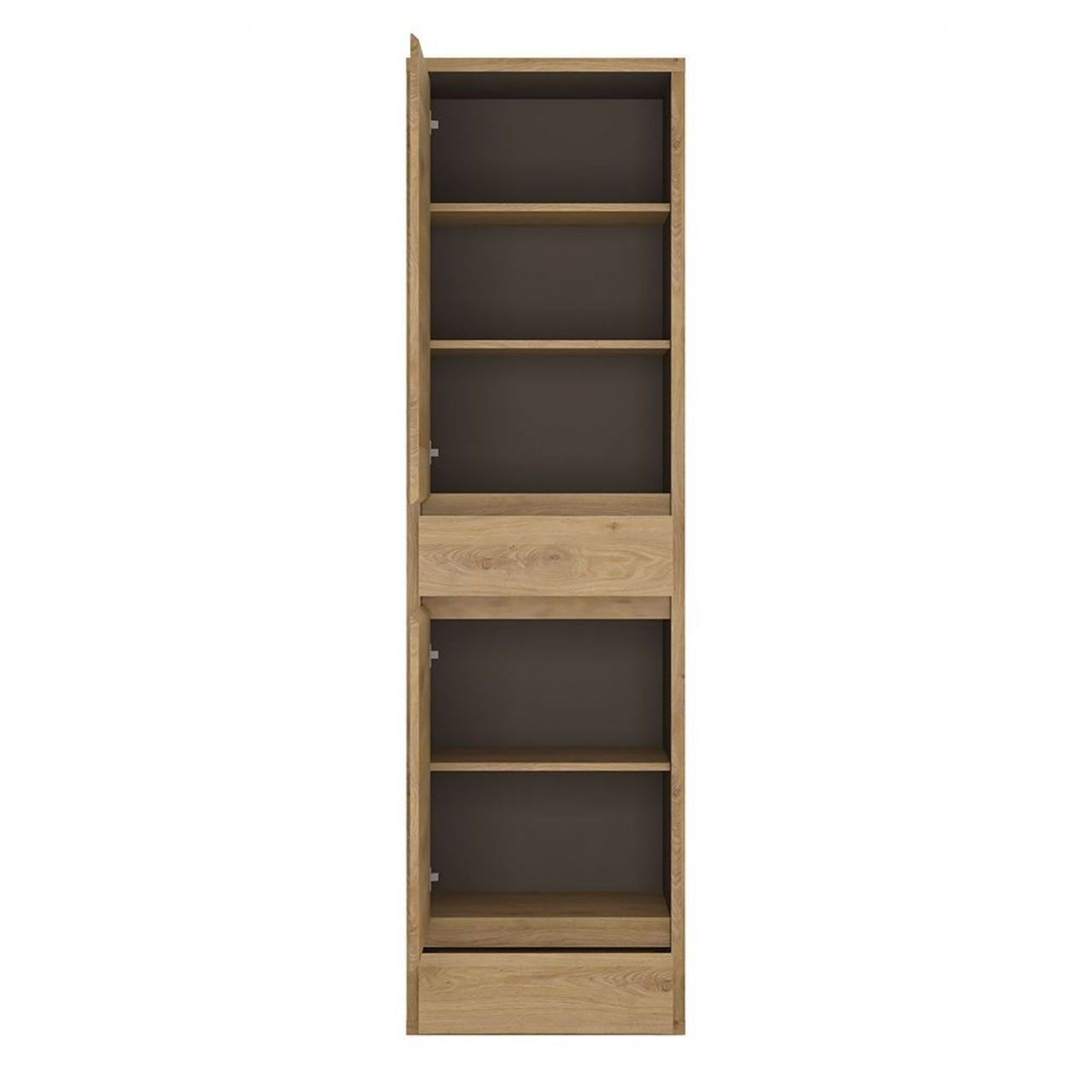 Dark Oak and Black 2 Door 2 Drawer Narrow Slim Cabinet 197cm Tall