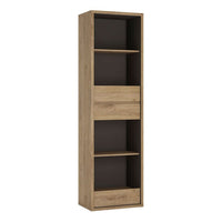 Thumbnail for Oak and Black Tall Narrow 3 Drawer Home Office Bookcase