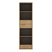 Thumbnail for Oak and Black Tall Narrow 3 Drawer Home Office Bookcase