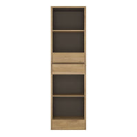 Thumbnail for Oak and Black Tall Narrow 3 Drawer Home Office Bookcase