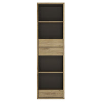 Thumbnail for Oak and Black Tall Narrow 3 Drawer Home Office Bookcase