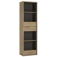 Thumbnail for Oak and Black Tall Narrow 3 Drawer Home Office Bookcase