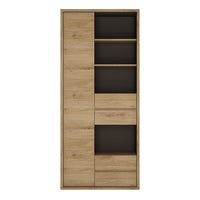 Thumbnail for Traditional Tall Oak Finish 4 Drawer 1 Door Bookcase