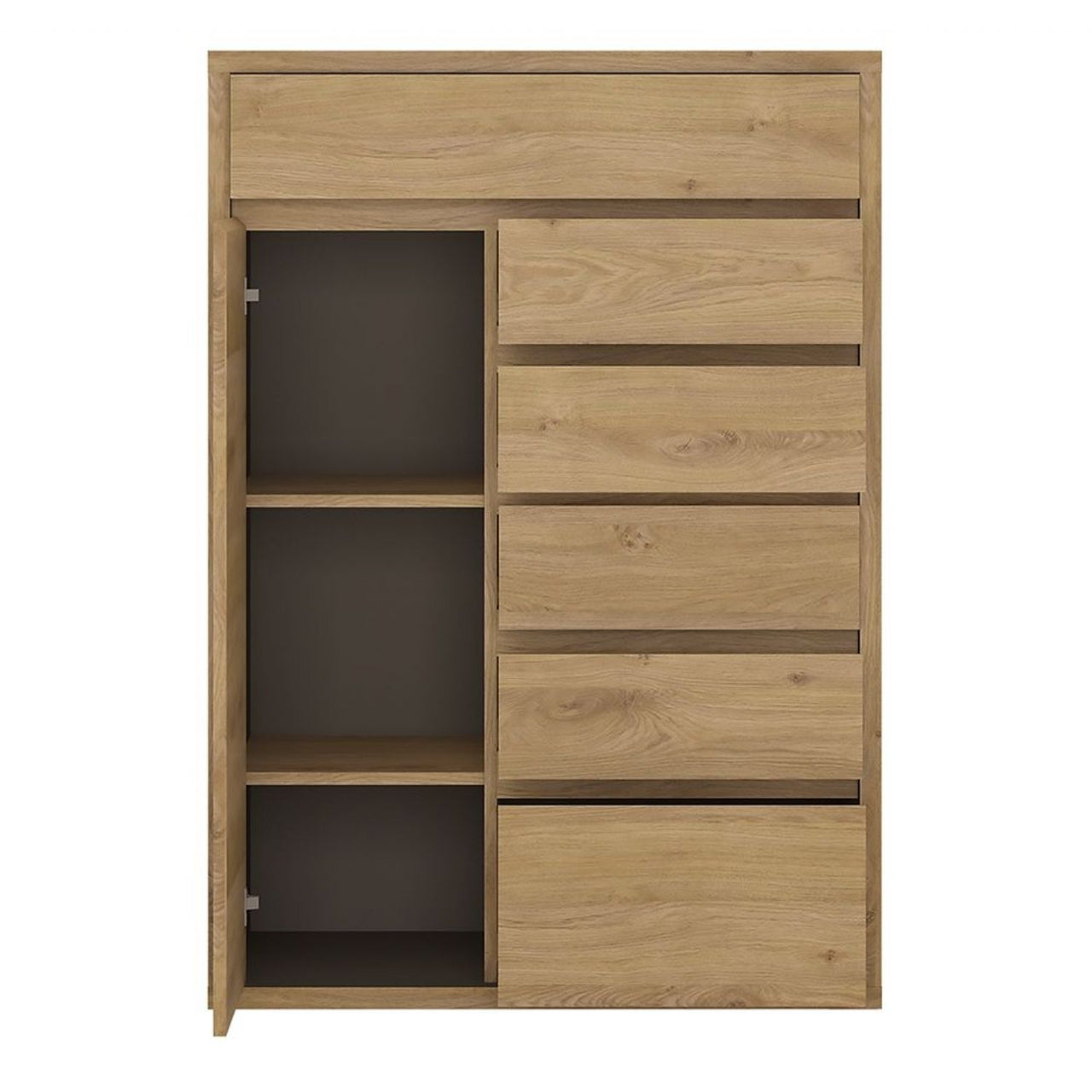 Modern Handle Free 1 Door 6 Drawer Storage Cupboard 123cm Tall 86cm Wide