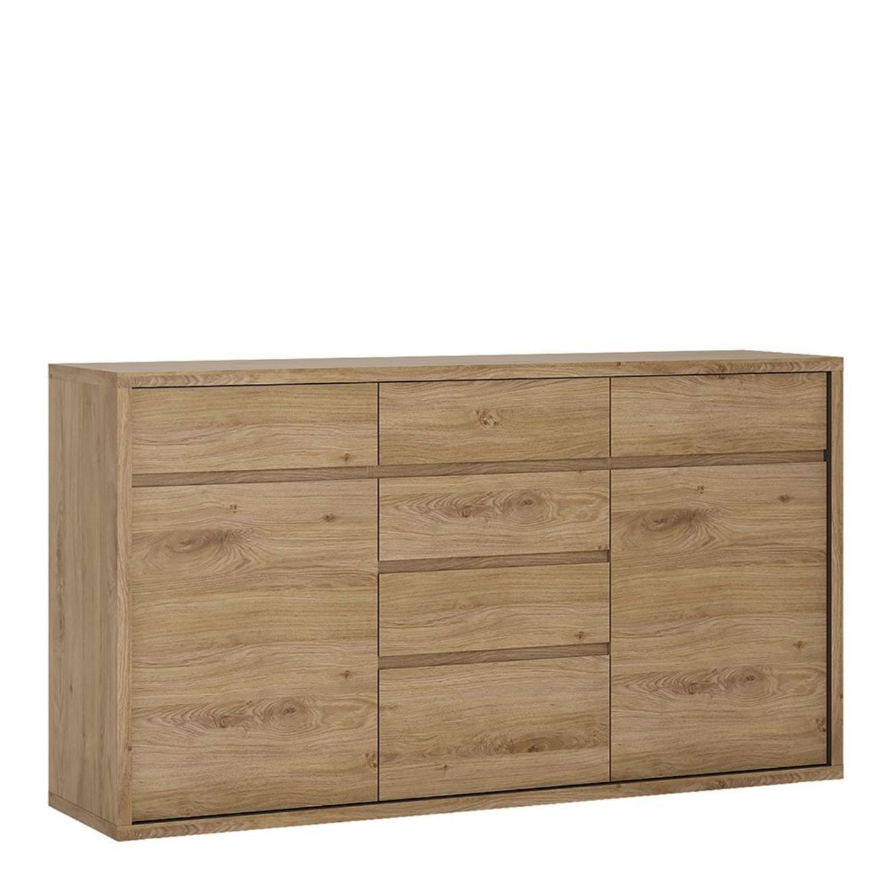 Traditional Oak Wide Large 6 Drawer Chest With Recessed Handles