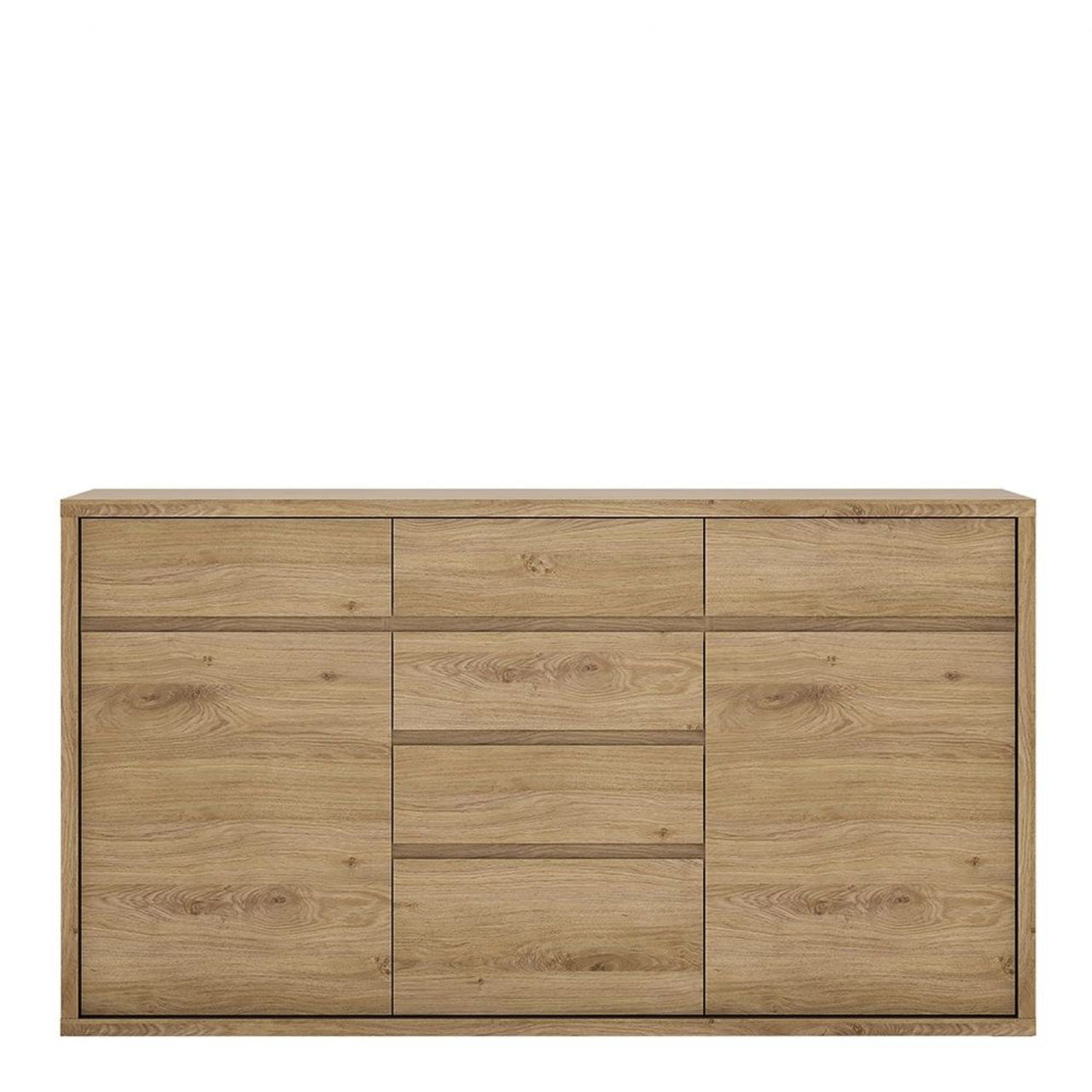 Traditional Oak Wide Large 6 Drawer Chest With Recessed Handles