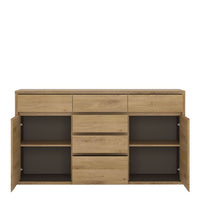 Thumbnail for Traditional Oak Wide Large 6 Drawer Chest With Recessed Handles