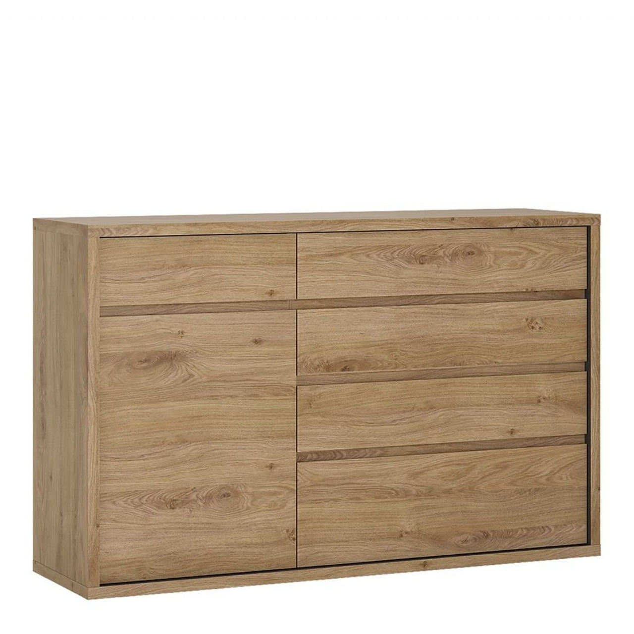 Oak 1 Door 5 Drawer Storage Cupboard