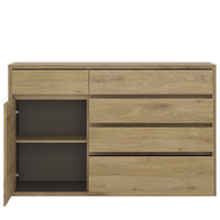 Thumbnail for Oak 1 Door 5 Drawer Storage Cupboard