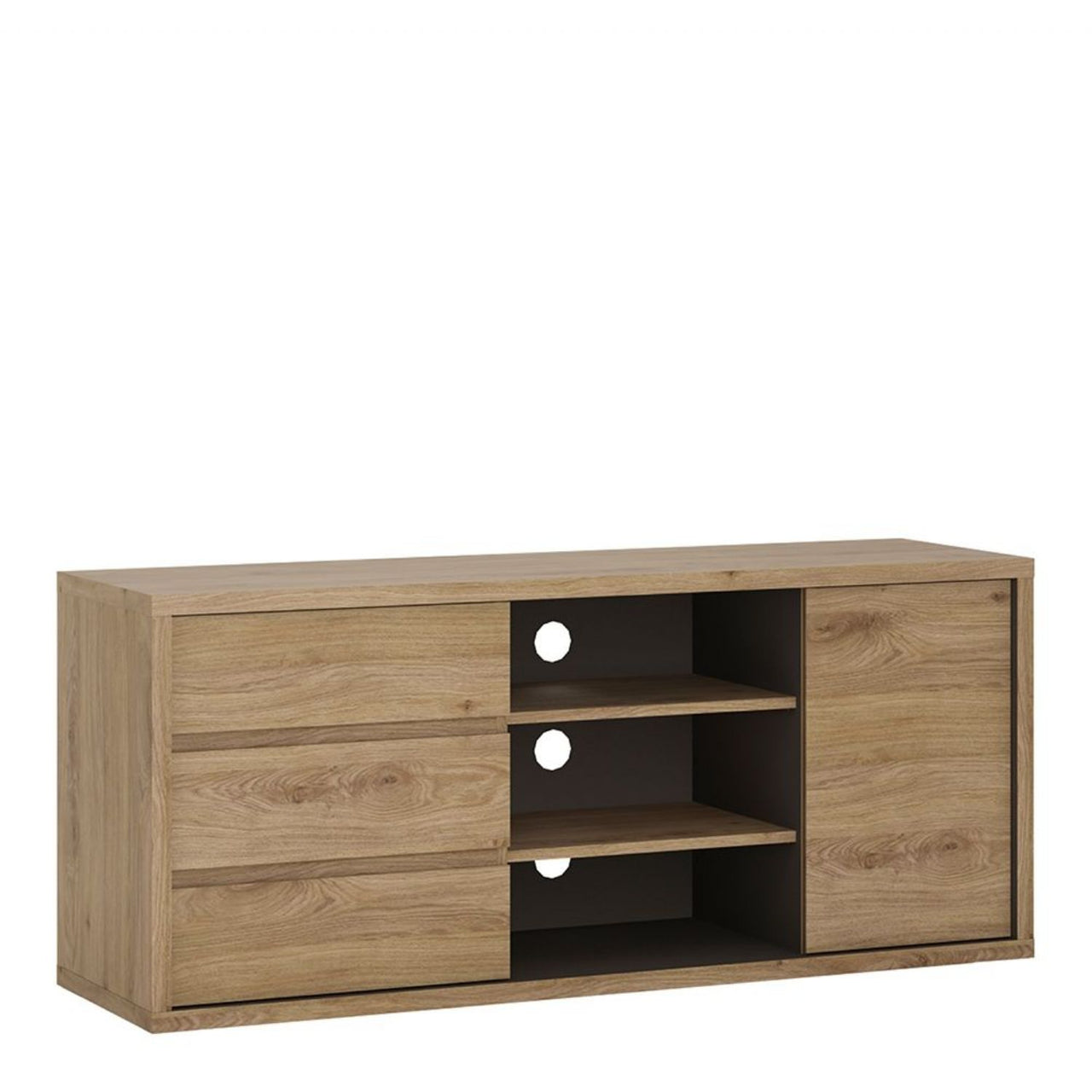 Modern Dark Oak 1 Door 3 Drawer TV Media Cabinet 136cm Wide