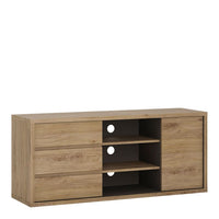 Thumbnail for Modern Dark Oak 1 Door 3 Drawer TV Media Cabinet 136cm Wide