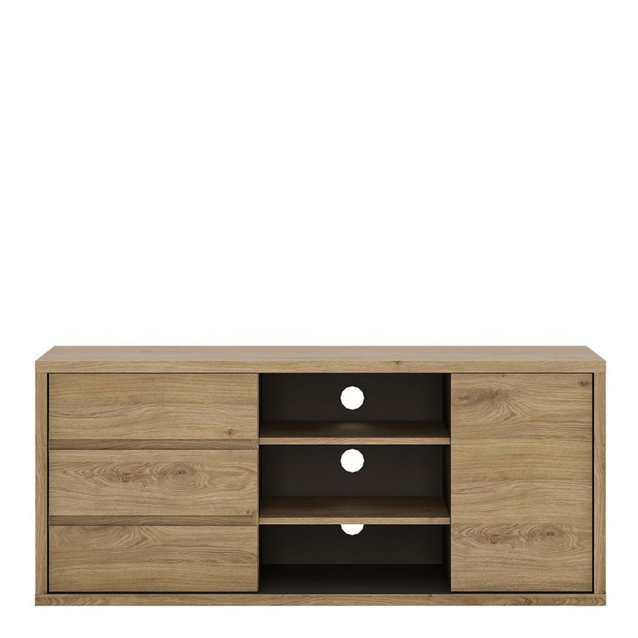 Modern Dark Oak 1 Door 3 Drawer TV Media Cabinet 136cm Wide