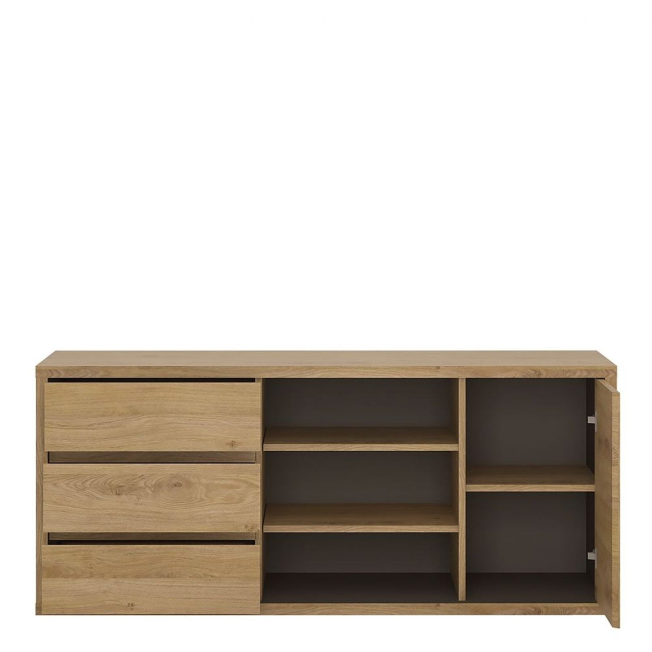 Modern Dark Oak 1 Door 3 Drawer TV Media Cabinet 136cm Wide