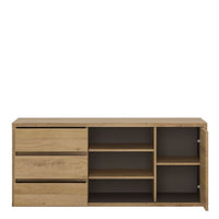 Thumbnail for Modern Dark Oak 1 Door 3 Drawer TV Media Cabinet 136cm Wide