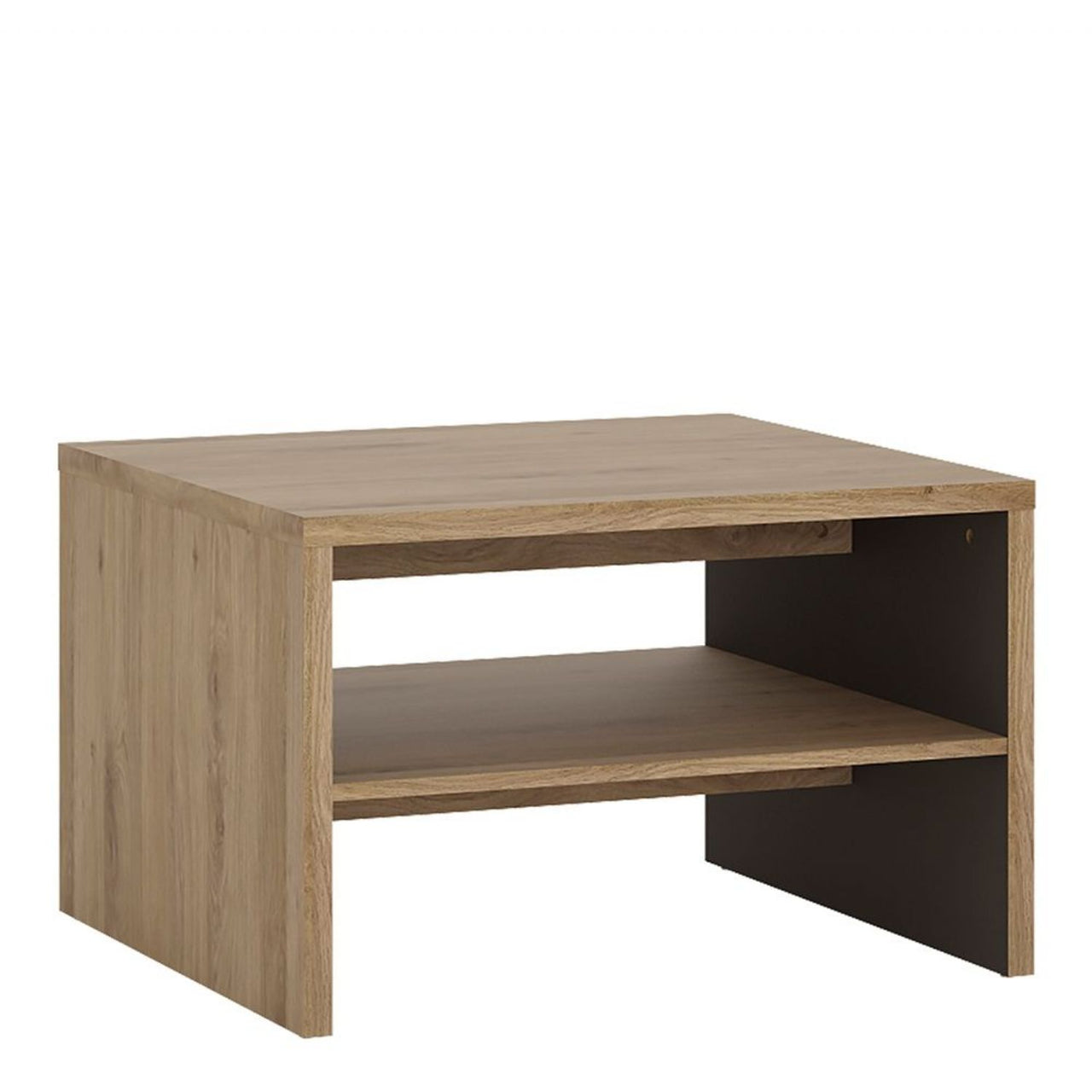 Modern Dark Oak Small Square Coffee Sofa Table With Shelf