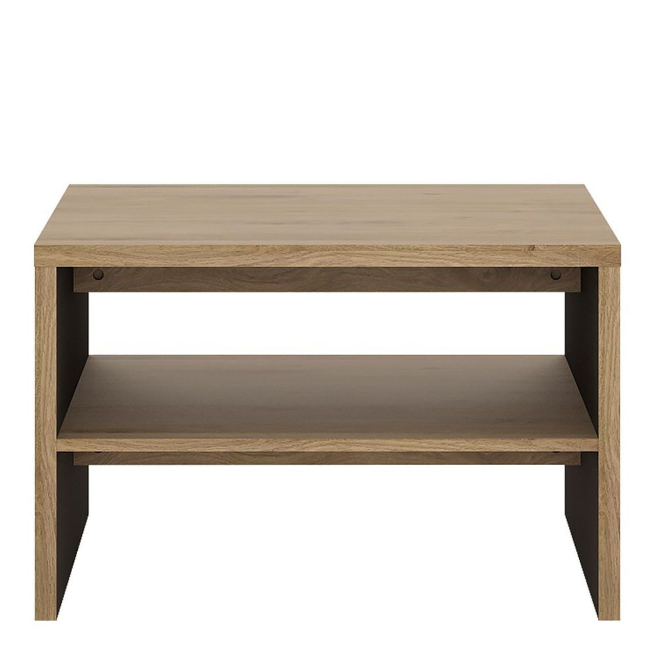 Modern Dark Oak Small Square Coffee Sofa Table With Shelf