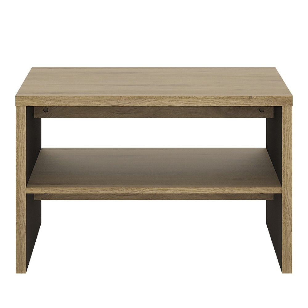 Modern Dark Oak Small Square Coffee Sofa Table With Shelf