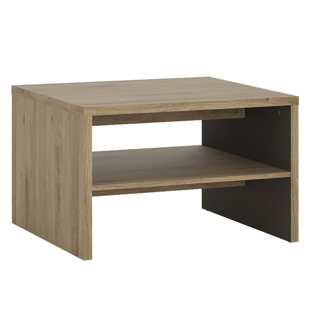 Modern Dark Oak Small Square Coffee Sofa Table With Shelf