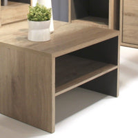 Thumbnail for Modern Dark Oak Small Square Coffee Sofa Table With Shelf