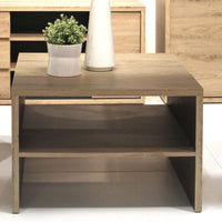 Thumbnail for Modern Dark Oak Small Square Coffee Sofa Table With Shelf