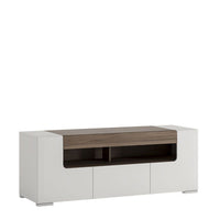 Thumbnail for Wide White and Oak 2 Door 1 Drawer TV Cabinet