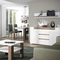 Thumbnail for Modern Dark Oak and White Gloss 160cm Fixed Rectangular Dining Table