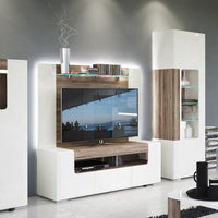 Thumbnail for Wide White and Oak 2 Door 1 Drawer TV Cabinet