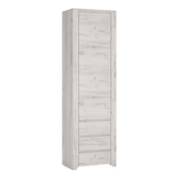 Thumbnail for White Oak Tall Narrow 1 Door 3 Drawer Storage Cupboard Modern