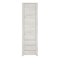 Thumbnail for White Oak Tall Narrow 1 Door 3 Drawer Storage Cupboard Modern